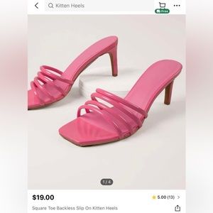 Brand new SHEIN size 11 Pink Square Toe Backless Slip On Kitten Heels